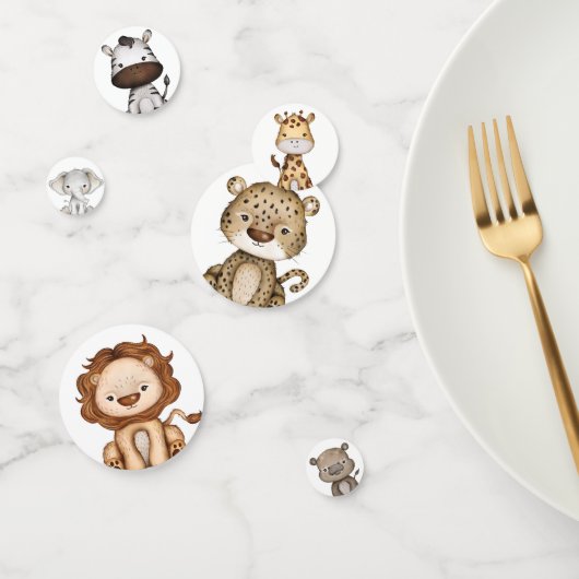 サファリモダンワイルドジャングル動物パーティー コンフェッティ (グループ)