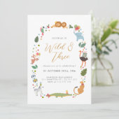 サファリモダンワイルドスリーサーズバースデー招待状 サンキューカード (スタンド正面)