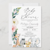 サファリモダンー赤面ボホフローラベビーシャワー 招待状 (正面)