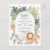 サファリモダン男女兼用のジャングルの動物のシャワー インビテーションポストカード (正面)