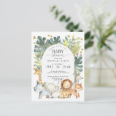 サファリモダン男女兼用のジャングルの動物のシャワー インビテーションポストカード (スタンド正面)