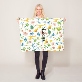 サファリモノグラムのカラフル男の赤ちゃん模様 フリースブランケット