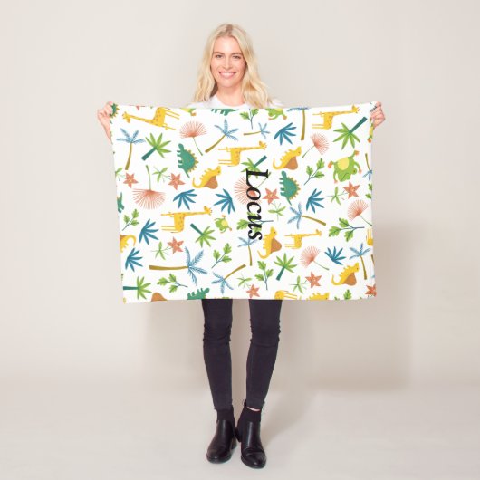 サファリモノグラムのカラフル男の赤ちゃん模様 フリースブランケット (インサイチュ)