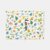 サファリモノグラムのカラフル男の赤ちゃん模様 フリースブランケット (正面(横))