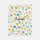 サファリモノグラムのカラフル男の赤ちゃん模様 フリースブランケット (正面)