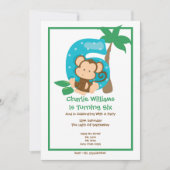 サファリモンキーシックスバースデーパーティー 招待状 (正面)