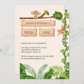 サファリモンキーワイルドワンボーイズ1歳の誕生日 招待状 (正面/裏面)