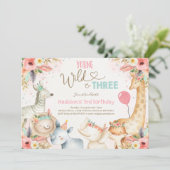 サファリヤングワイルドアンドスリー誕生日招待状 招待状 (スタンド正面)