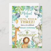 サファリヤングワイルドスリーボーイ3歳招待状。 招待状 (正面/裏面)