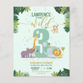 サファリヤングワイルド&3バジェットフォト誕生日招待状 (正面)