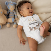 サファリユニセックスー動物ベビー発表 ベビーボディスーツ