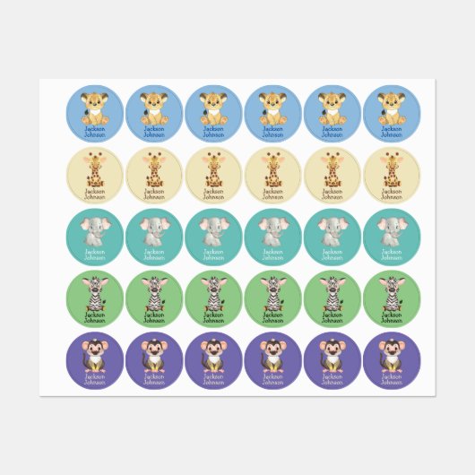 サファリライオンキリン象ゼブラモンキーボーイ ラベル (シート)