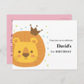 サファリライオンジャングルライオン、動物イラストレーション インビテーションポストカード (正面/裏面)