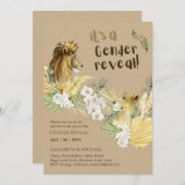 サファリライオンズのジェンダー表示ベビーシャワー招待状 招待状 (正面/裏面)