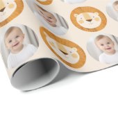 サファリライオンテーマ子供の誕生日写真 ラッピングペーパー (ロールコーナー)