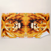 サファリライオンヘッドライオンビーチタオル ビーチタオル (正面)