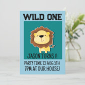 サファリライオン年齢1歳1歳1歳の誕生日招待状 招待状 (スタンド正面)