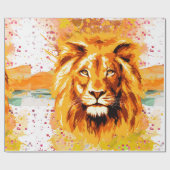 サファリライオン |ライオカラフルンラッピング紙 ラッピングペーパー (フラット)