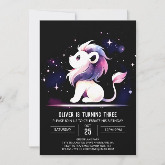 サファリリトルライオン誕生日 招待状 (正面)