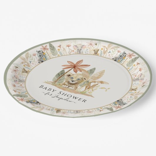 サファリリリトルキングライオンゼブラキリン赤ちゃんシャワー ペーパープレート (アングル)