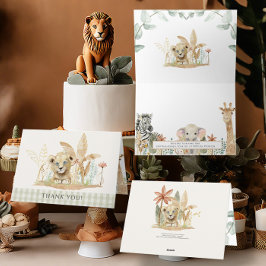 サファリリリトルキングライオンゼブラジラフェボーイシャワー カード