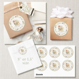 サファリリリライオンゼブラジラフェボーイベビーシャワー ラウンドシール