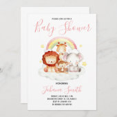 サファリレインボーキュートベビーシャワー招待状 招待状 (正面/裏面)