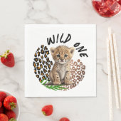 サファリレオパード誕生日ワイルドワンツーワイルドパーティー スタンダードランチョンナプキン (インサイチュ)