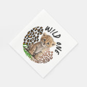 サファリレオパード誕生日ワイルドワンツーワイルドパーティー スタンダードランチョンナプキン (角)