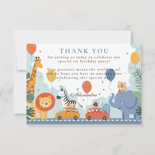 サファリレースカー2nd誕生日 サンキューカード (正面)