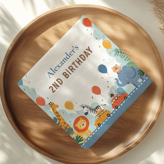 サファリレースカー2nd誕生日 スタンダードカクテルナプキン