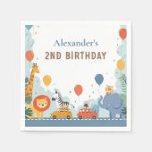 サファリレースカー2nd誕生日 スタンダードカクテルナプキン (正面)