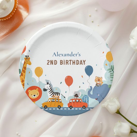 サファリレースカー2nd誕生日 ペーパープレート