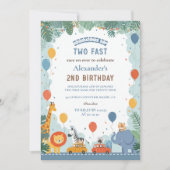 サファリレースカー2nd誕生日 招待状 (正面)