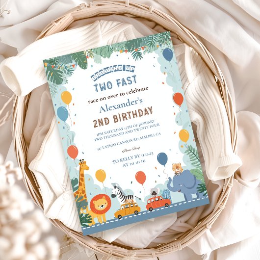 サファリレースカー2nd誕生日 招待状