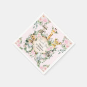 サファリワイルドアニマルズピンクフローラ誕生日の好意 スタンダードカクテルナプキン (角)