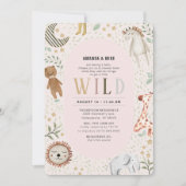 サファリワイルドガールベビーシャワー 招待状 (正面)