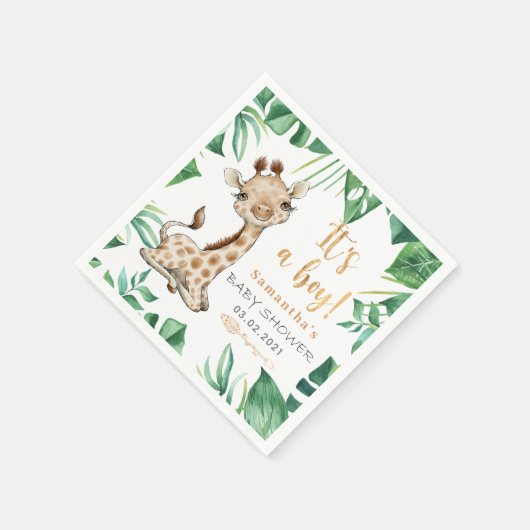 サファリワイルドキリン赤ちゃんシャワーナプキン スタンダードカクテルナプキン (角)