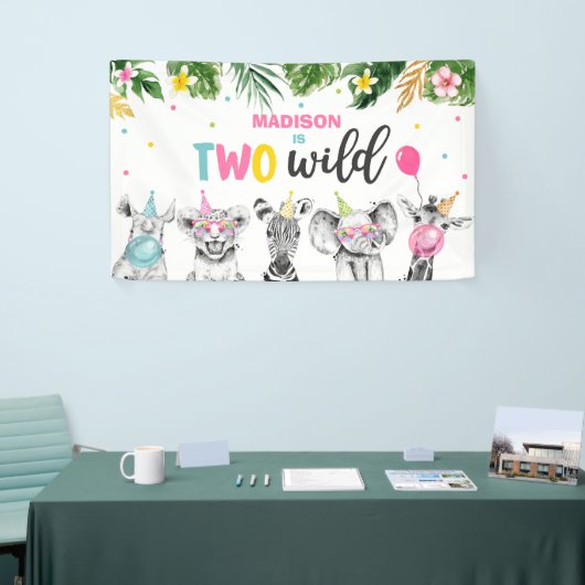 サファリワイルドバースデーパーティー動物の背景 横断幕 (トレードショー)