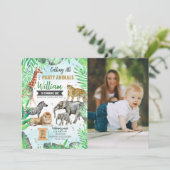 サファリワイルドパーティー動物誕生日写真 招待状 (スタンド正面)