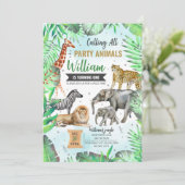 サファリワイルドパーティー動物誕生日 招待状 (スタンド正面)