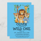 サファリワイルドファースト誕生日招待状 招待状 (正面/裏面)