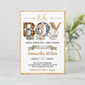 サファリワイルドベビーシャワー金ゴールドパーティの招待状 招待状 (スタンド正面)