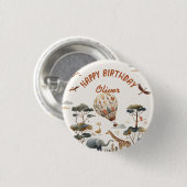 サファリワイルドホットエアバルーンジャングル1st誕生日 缶バッジ (正面&裏面)