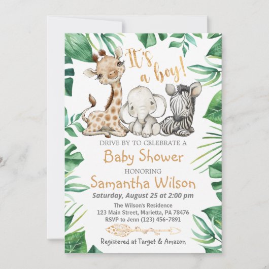 サファリワイルドボーイベビーシャワー招待状 招待状 (正面)