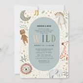 サファリワイルドボーイベビーシャワー 招待状 (正面)