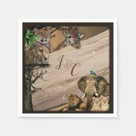 サファリワイルドライフパーティーナプキンス スタンダードカクテルナプキン