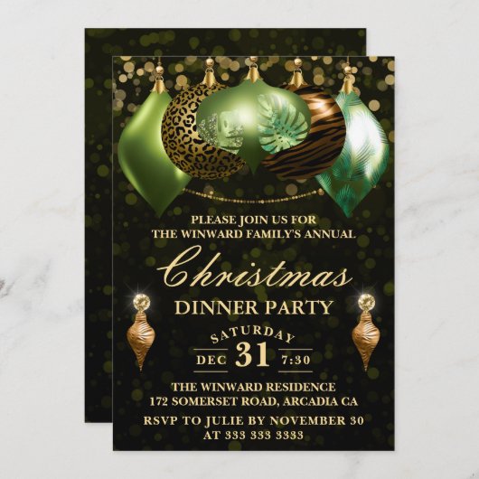 サファリワイルドライフ2ボーブルズクリスマスディナーパーティー 招待状 (正面/裏面)