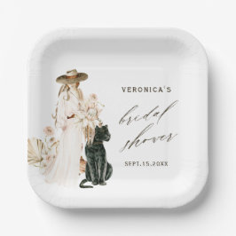 サファリワイルドレオパボーホレディブライダルシャワー ペーパープレート