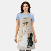 サファリワイルドレオパードボホレディベパーソナライズされたージュ エプロン (着用した状態)